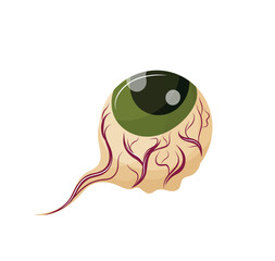 halloween cartoon green eye, torn out eye