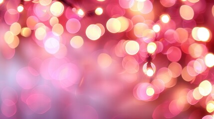 Obraz premium Soft Pink Sparkling Lights, a whimsical and romantic backdrop adorned with gentle shimmering lights, creating an enchanting atmosphere perfect for celebrations and dreamy moments.