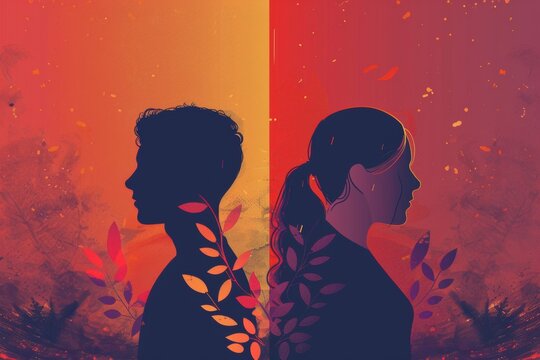 Avoidant attachment concept with distant behavior, emotional detachment in relationships.
