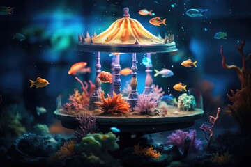 Underwater Carousel with Colorful Fish and Coral