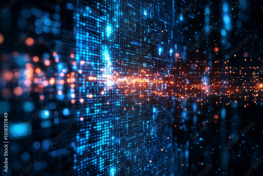 Wall mural digital technology background of data and network