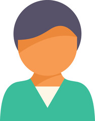 Faceless male character with brown skin and black hair is wearing a green shirt in this avatar icon