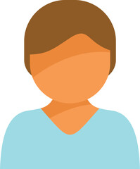 Simple avatar icon of a young man with brown hair wearing a blue shirt