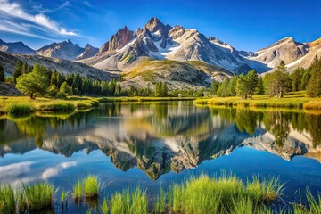Mountain reflection on Grass Lake near Bishop CA in the Eastern Sierra Depth of Field