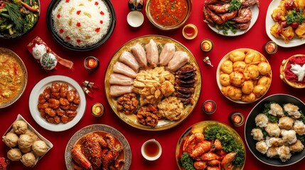 Chinese New Year Feast: A Table Spread of Traditional Delicacies
