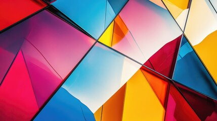 A vibrant pattern of geometric shapes and reflections form an eye-catching abstract background.