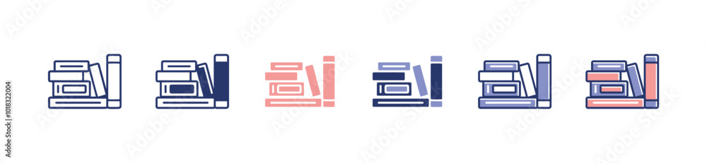 Aufkleber bookshelf stack book icon set business archive library interior case vector illustration for web and