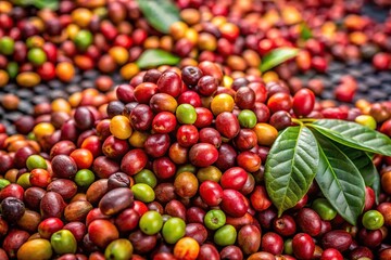 Freshly harvested coffee beans ready for pulping process