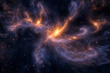 A swirling nebula of vibrant colors and glowing gas.