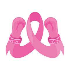 pink boxing gloves with pink ribbon breast cancer
