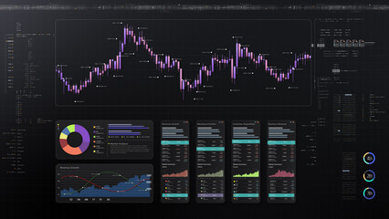 Dynamic data visuals for business info graphics, animated charts, and data-driven insights for a business meeting mock-up. Explore the world of trading, stock exchanges, and crypto