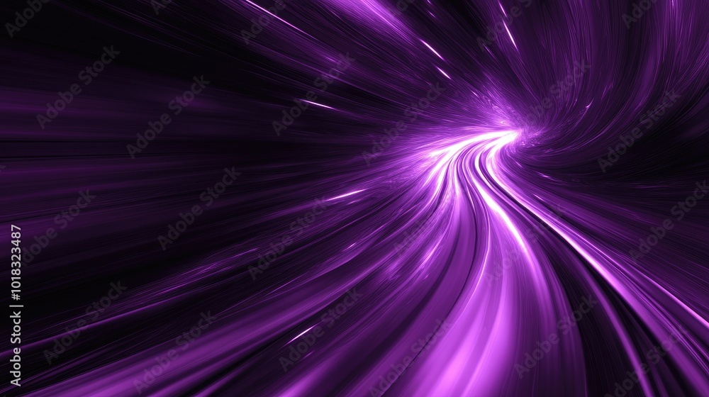 Poster abstract purple speed lines and curves with glowing effects, creating a dynamic business look.