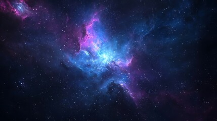 Naklejka premium Abstract cosmic nebula with blue and purple hues.