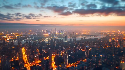 Fototapeta premium Majestic Cityscape at Dawn Symbolizing the Renewal of Daily Life and Embracing the Energy of New Beginnings
