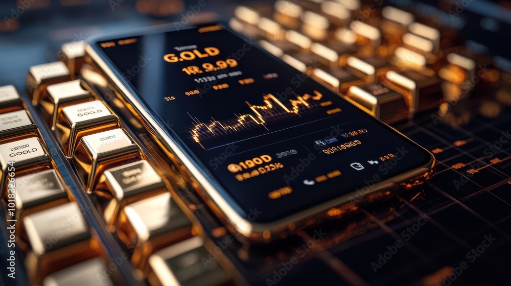 Poster a mobile push notification promoting a gold trading app to new users.