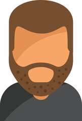 Simple, colorful vector illustration of a bearded man wearing a black shirt