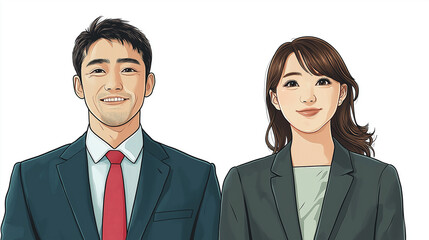 日本人の若いビジネスウーマンのイラスト