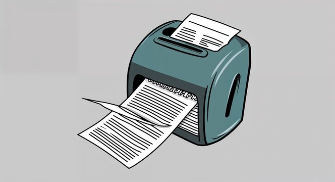teal shredder destroying paper documents clip art preview