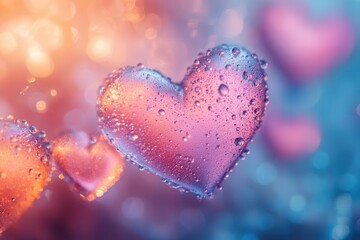 Fototapeta premium heartshaped bokeh lights background soft focus romantic atmosphere dreamy pastel colors delicate floating particles