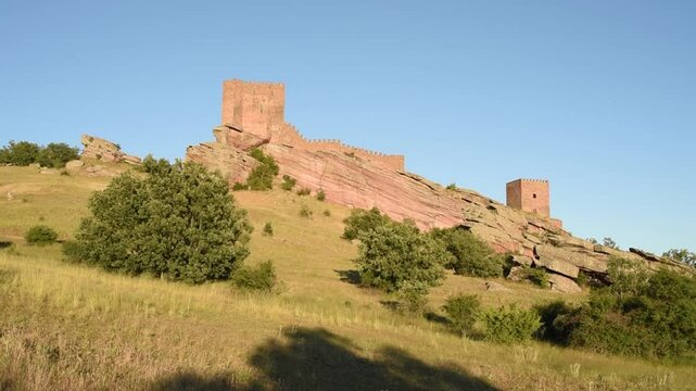 Zafra Castle, medieval castle. Panoramic of the Zafra castle at sunset - Game of Thrones