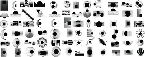 Fototapeta premium Collection of vector design elements. Set of logos with lines, stripes and circles. Various forms of line and dots design.Vector logo collection. Bundle of circle icons and elements. Set of lines art.
