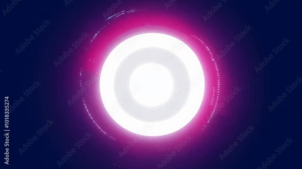 Poster bright white light expands, creating a circular shape with a pink halo against a dark background. th