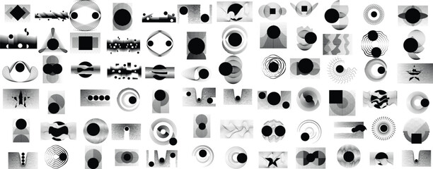 Fototapeta premium Collection of vector design elements. Set of logos with lines, stripes and circles. Various forms of line and dots design.Vector logo collection. Bundle of circle icons and elements. Set of lines art.