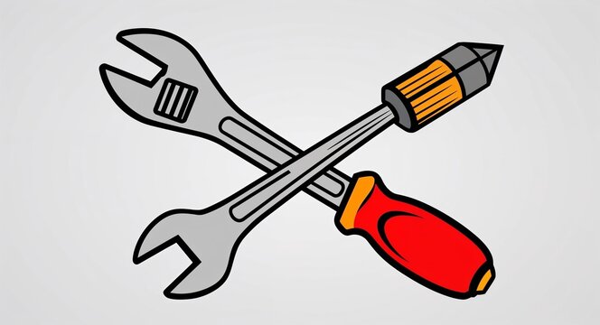 crossed tools: wrench and screwdriver clip art preview