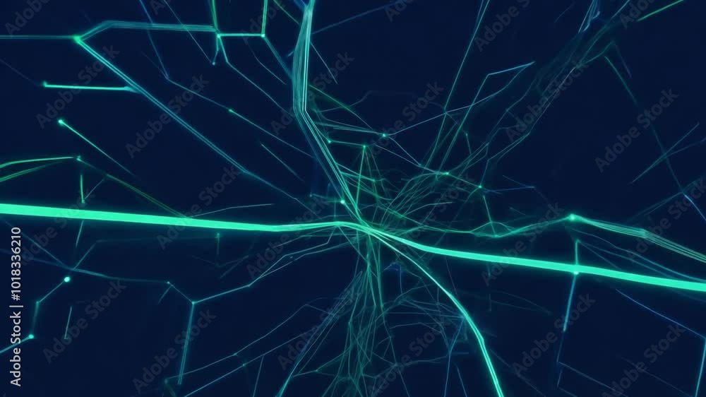 Poster complex structure forming with lines and dots connecting on a dark blue background. perfect for topi
