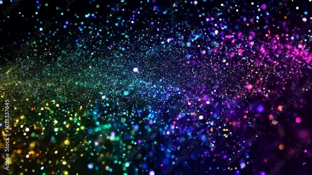 Poster rainbow colored powder exploding on a black background, creating beautiful abstract shapes. perfect 