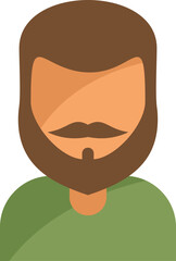 Young man with a beard and moustache is wearing a green shirt in this avatar icon