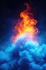 Vibrant fire and smoke blending in dynamic display of color and movement