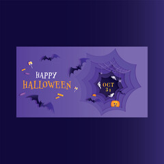 Halloween invitation in a paper cut and applique style