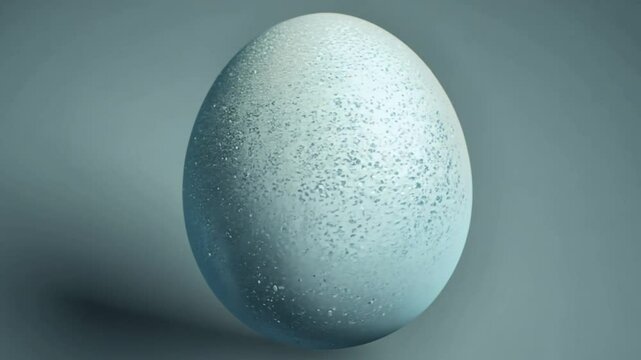 Seamless looping animation of a blue speckled egg slowly rotating on a blue background. Perfect for easter, food, or cooking videos
