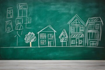 Chalkboard Drawing of Houses