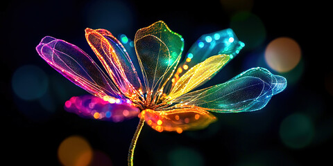 A colorful flower with a rainbow of colors