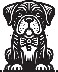 Boxer Dog silhouette vector collection on white background. Dog art work vector illustration.