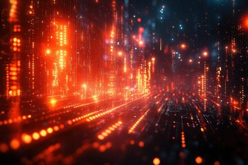 Obraz premium hightech abstract background symbolizing data transfer showcasing a range of futuristic elements in a cyberspace environment with lines and patterns creating an immersive visual experience