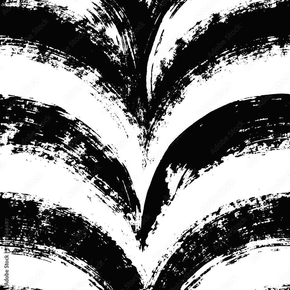Aufkleber vector geometric pattern. seamless black and white brush stroke background. semicircles print with d