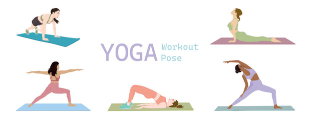 Women in yoga poses flat design