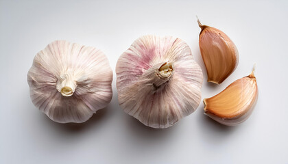  garlic cloves, isolated on a clean white background