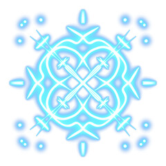 Snowflake blue Neon lights illustration for Christmas decorations 