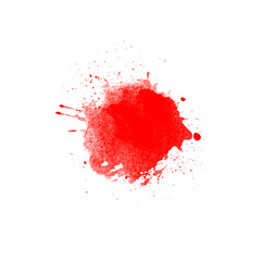 Roter Farbklecks oder Farbspritzer auf weissem Hintergrund