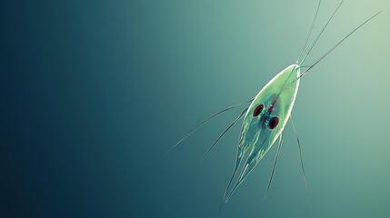 A computer-generated minimalistic image of a plankton, with empty copy space