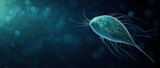 Fototapeta premium A computer-generated minimalistic image of a plankton, with empty copy space