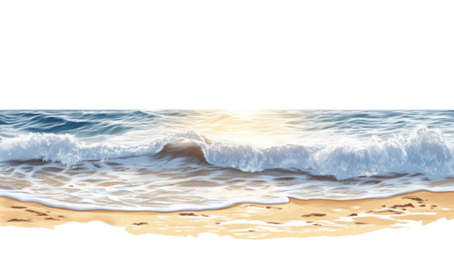sea ​​waves and sunset transparent background