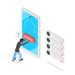 3D Isometric Flat  Illustration of Refer A Friend, Social Media Marketing