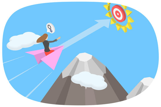 3D Isometric Flat  Illustration of Motivation, Optimism and Mindset Power