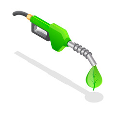 3D Isometric Flat  Icon of Bio Fuel, Green Petrol Station