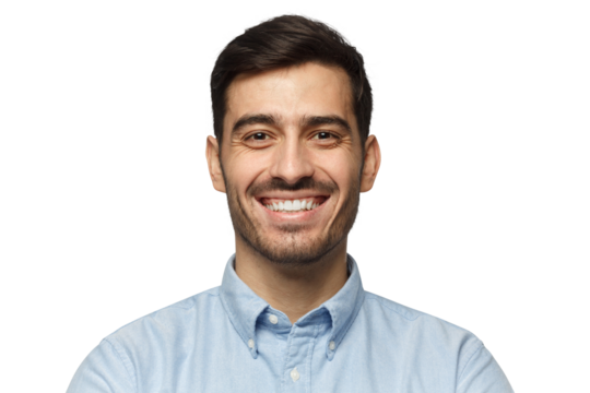 Close-up portrait of handsome smiling businessman face